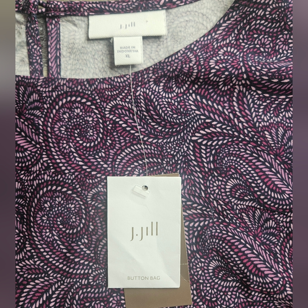 J. Jill NEW Tiered Dress Purple Paisley Size XL Midi - Picture 9 of 12
